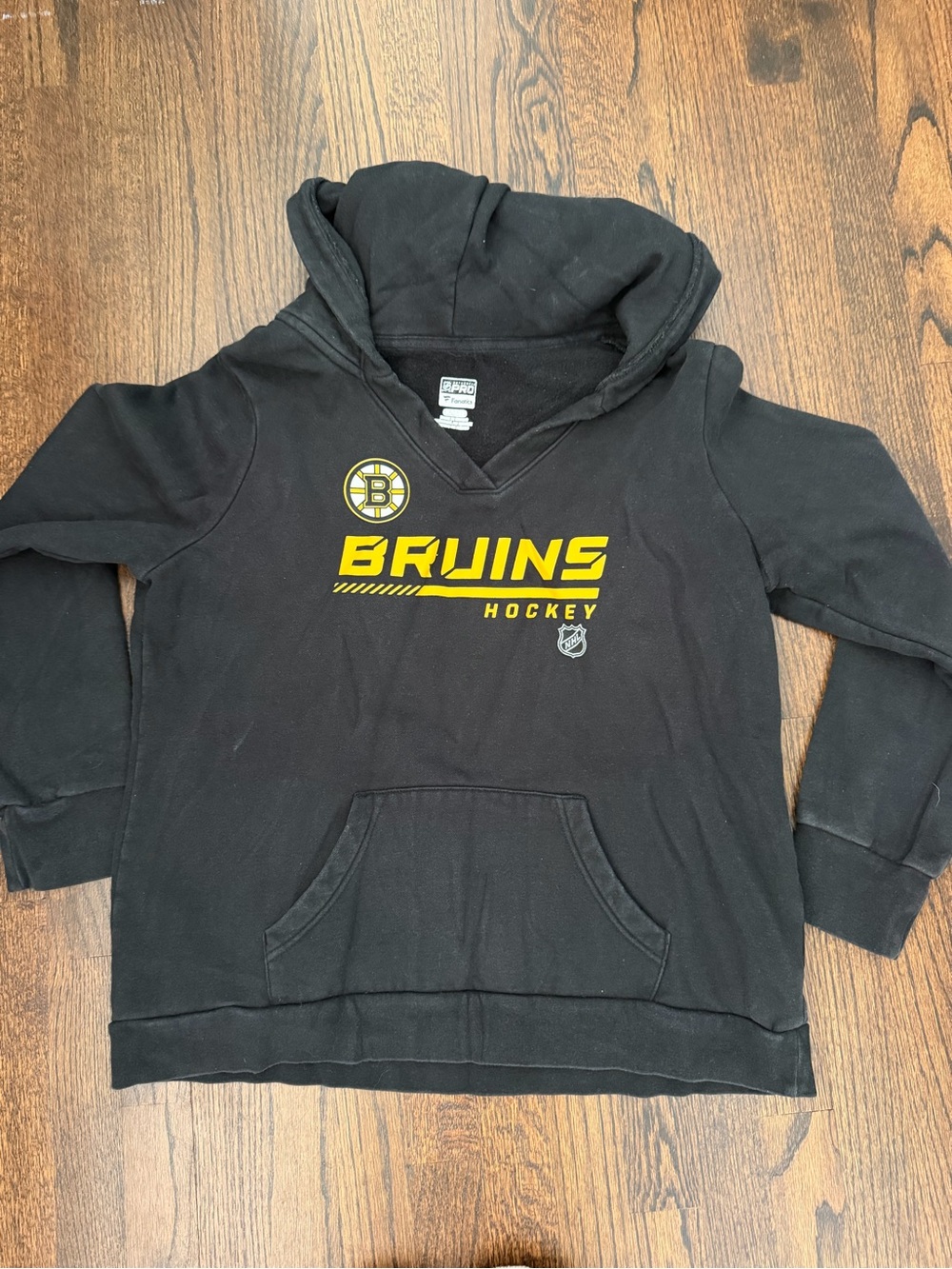 Fanatics Black Bruins Hockey Pullover Hoodie with Yellow Logo